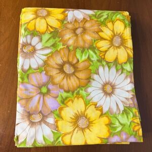 Monticello Cannon Flat Sheet Full Yellow Daisy Vintage Retro 70s No Iron Muslin